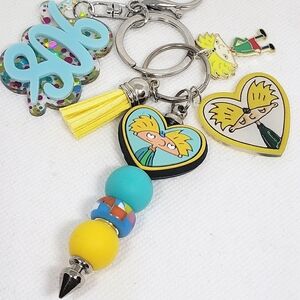 Handmade 90s Hey Arnold Silicone Beaded Keychain